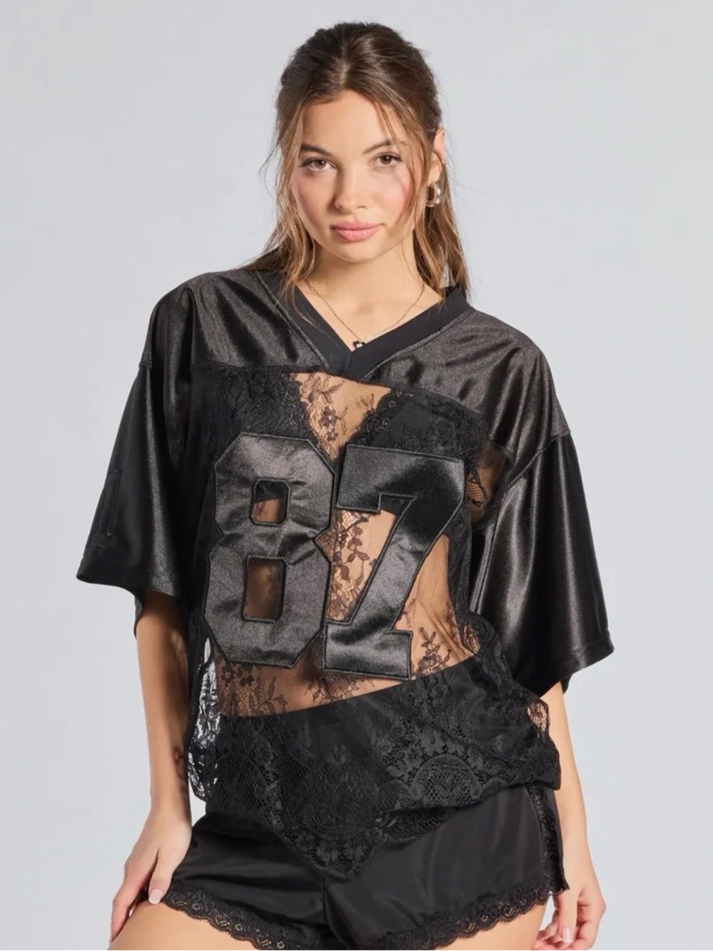 Windsor Black Lace Football Jersey #87 size Large